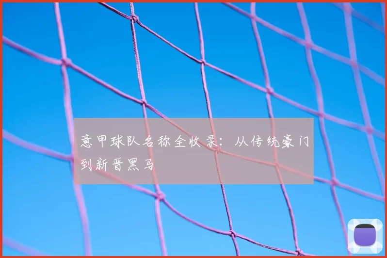 意甲球队名称全收录：从传统豪门到新晋黑马